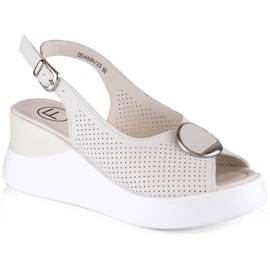 Sandales compensées en cuir Filippo W DS4406 beige blanche
