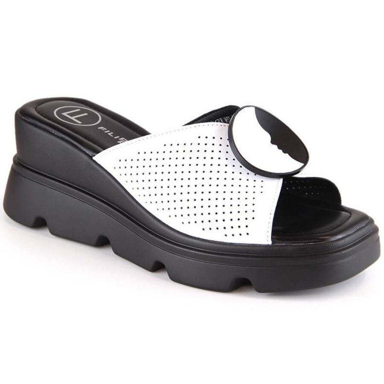 Filippo W DS4608 sandales compensées en cuir blanc blanche