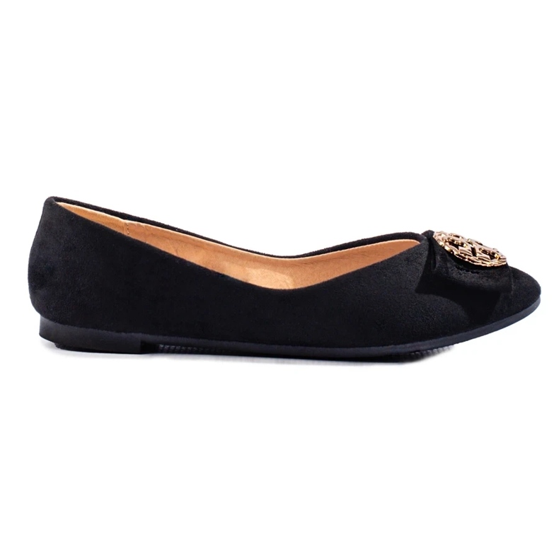 W. Potocki Ballerines en daim noir avec décoration de Potocki le noir