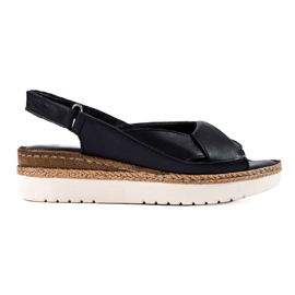 W. Potocki Sandales compensées basses femme Potocki noir