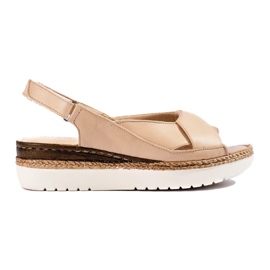 W. Potocki Sandales compensées basses femme Potocki beige