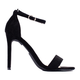 W. Potocki Sandales à talons hauts en daim noir Potocki