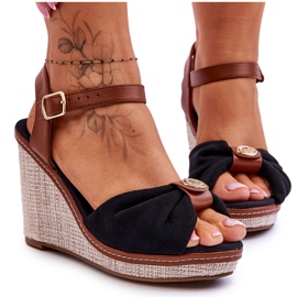 Sandales Compensées Femme Avec Décoration Noir Candice le noir
