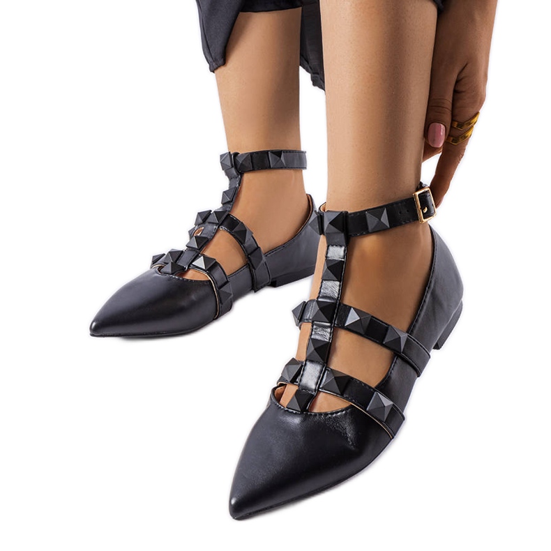 Ballerines noires avec un spectaculaire fermoir Blur le noir