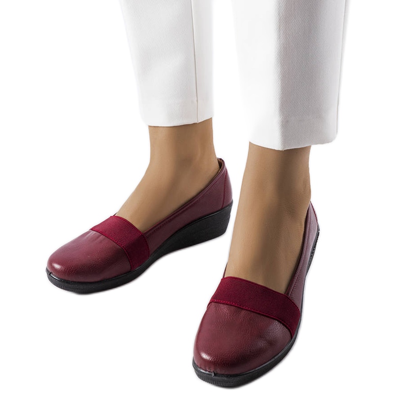 Chaussures compensées bordeaux de Bisson rouge