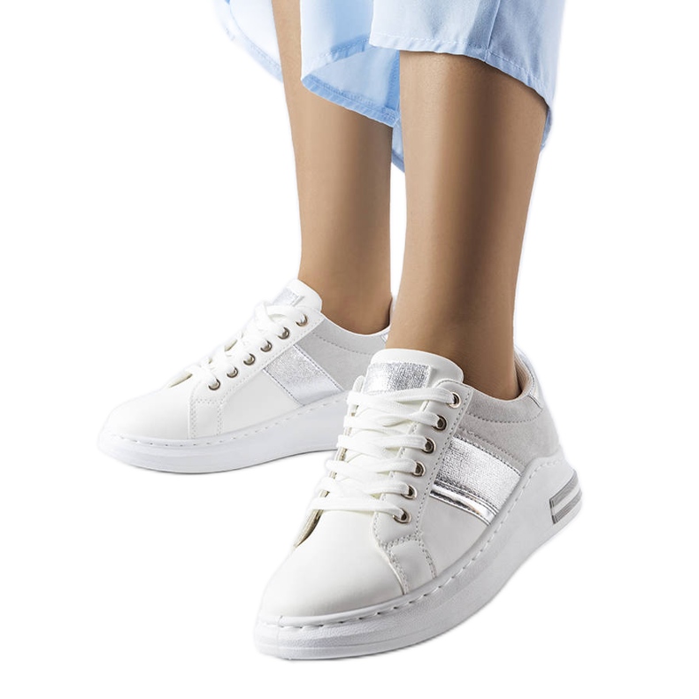 Baskets blanches avec empiècements gris Deans