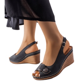 Sandales compensées noires Sheridan