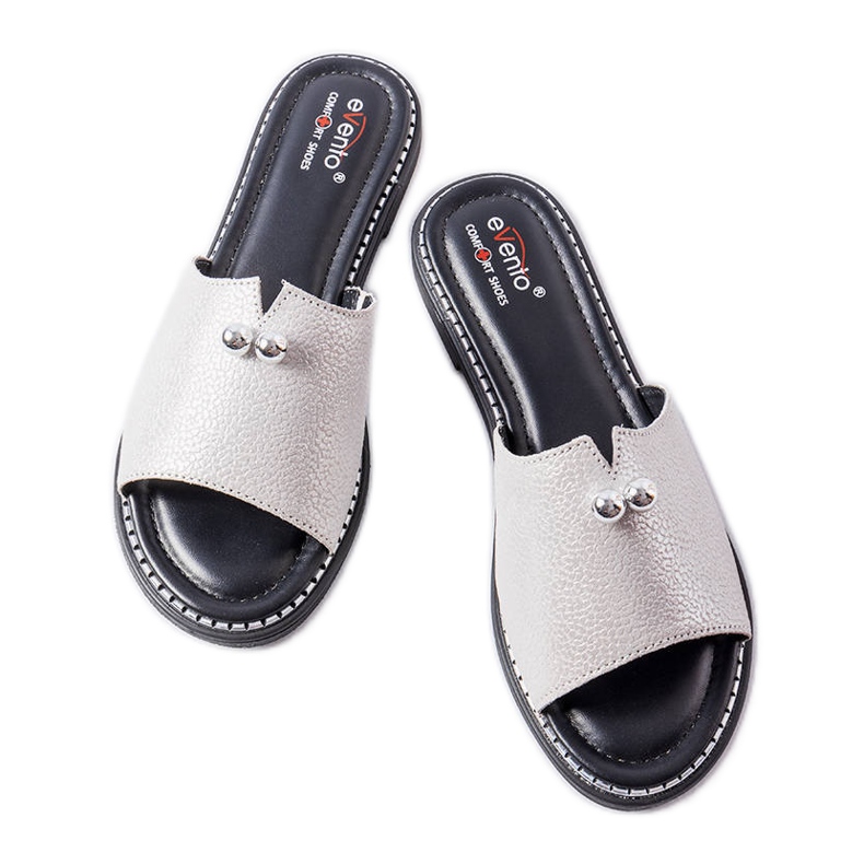 Evento Sandales métallisées argentées avec perles Frederi Evento Sandales métallisées argentées avec perles Frederi