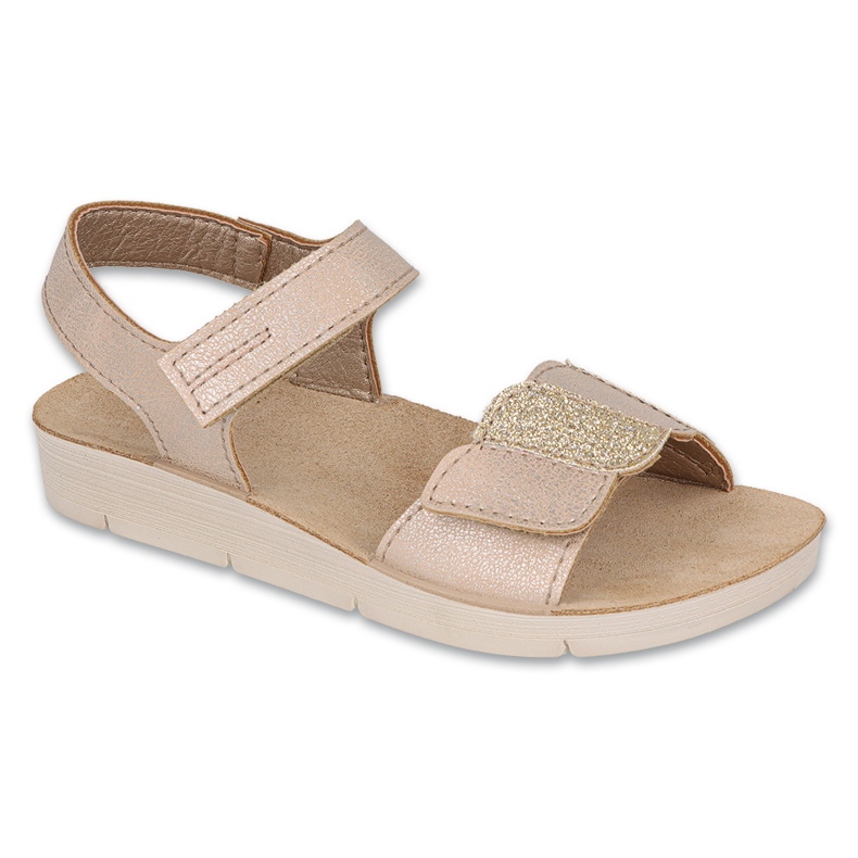 Insert en cuir sandales pour enfants Befado 068y006 beige-or