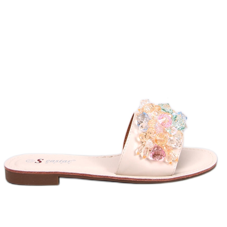 Claquettes Estrada Beige avec pierres colorées Claquettes Estrada Beige avec pierres colorées