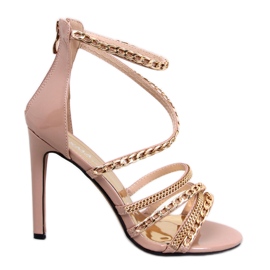 Sandales Chester Nude à chaîne et talon beige