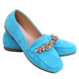 Mocassins bleu Davitian en zircons cubiques