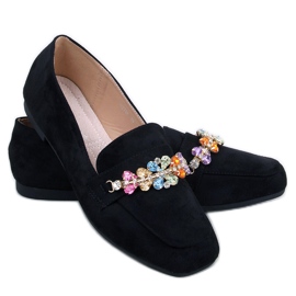 Davitian Mocassins noirs à strass