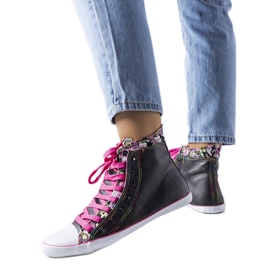 Bottines à fleurs noires de Marphisa le noir