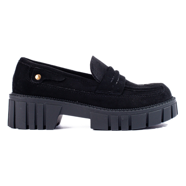 Mocassins Shelovet femme en daim noir le noir