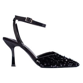 Sandales en brocart pour femmes sur la broche Shelovet le noir