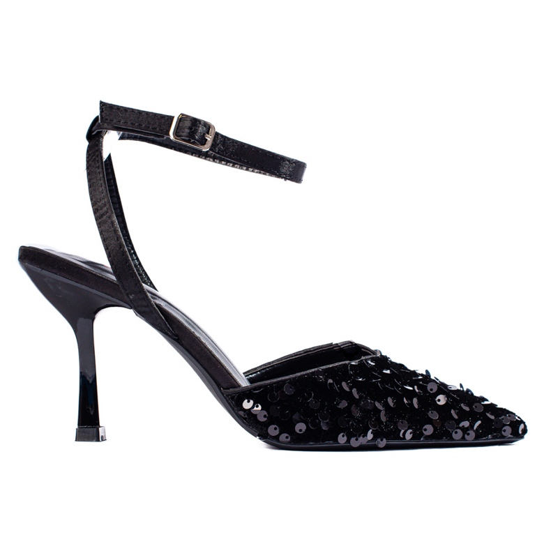 Sandales en brocart pour femmes sur la broche Shelovet le noir