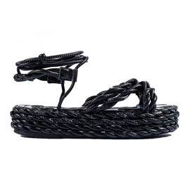 Sandales à plateforme tressées noires Shelovet