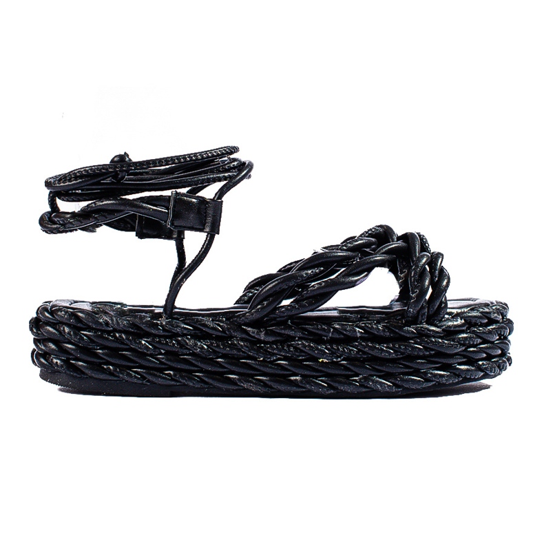 Sandales à plateforme tressées noires Shelovet le noir