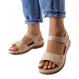 Sandales compensées basses beiges Vallis Sandales compensées basses beiges Vallis