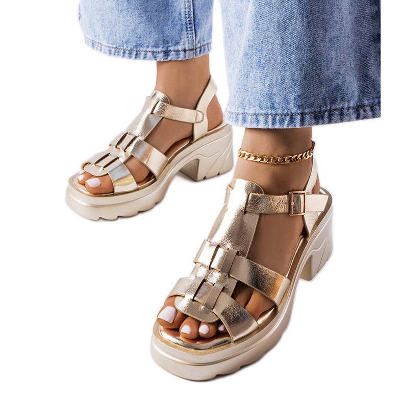 BM Sandales à talon aiguille or Sunset d'or