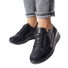 Chaussures en cuir ajouré noir Fleur