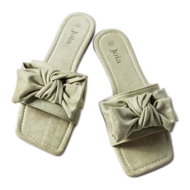 Claquettes élégantes vertes à nœud de Thériault Claquettes élégantes vertes à nœud de Thériault