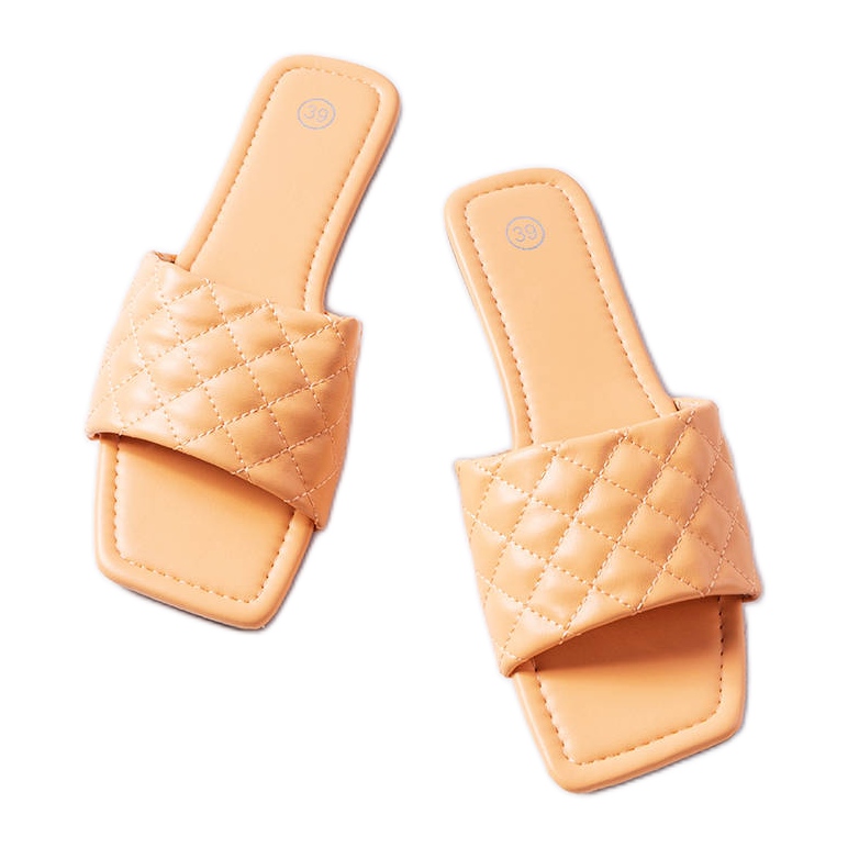 Pantoufles matelassées orange de Labrie Pantoufles matelassées orange de Labrie