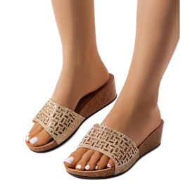 Sandales compensées dorées Elitha