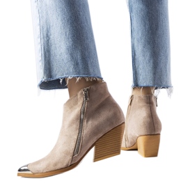 Santiags à bout métallique beige Vergne