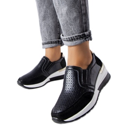 Baskets compensées ajourées noires Vernon