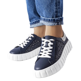 Baskets bleu marine avec empiècements Patch