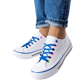 Baskets à plateforme blanches et bleues Bois Baskets à plateforme blanches et bleues Bois