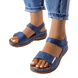 Sandales compensées basses bleu marine Vallis