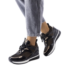 Venezia Baskets compensées noires et dorées Vincez