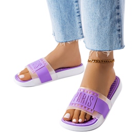 Babouches en caoutchouc violet de Paris
