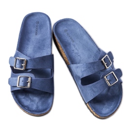 Claquettes bleu marine avec semelle en liège Cincinna