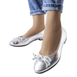 Ballerines métallisées argentées à nœud Anmoore