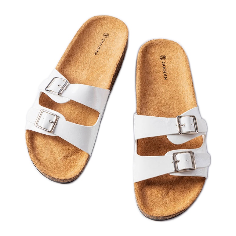 Claquettes semelle liège blanc Cincinna blanche