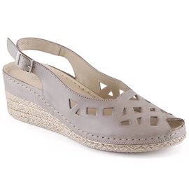 Sandales compensées en cuir confortables pour femmes gris Helios 110-33