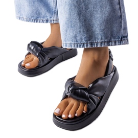Sandales compensées noires Clarice le noir