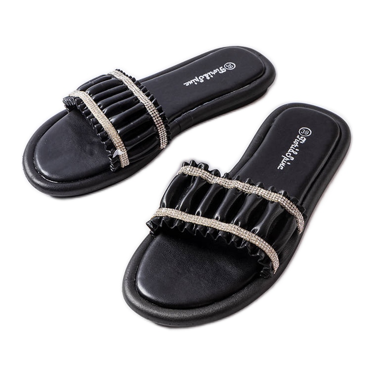 Tongs noires à strass Anapor le noir