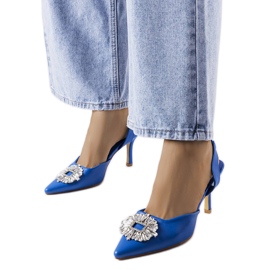 Escarpins Moïse bleu strass