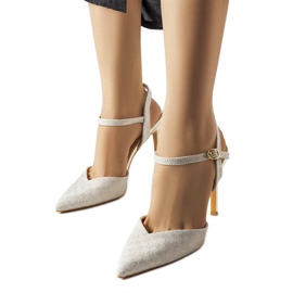 Escarpins à carreaux pailletés dorés Gallia