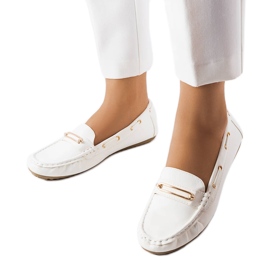 Mocassins blancs ornés de l'appliqué Seattle blanche