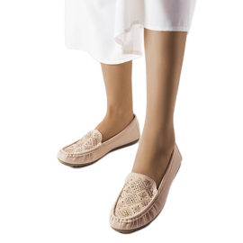 Mocassins beige ornés de strass Gamache