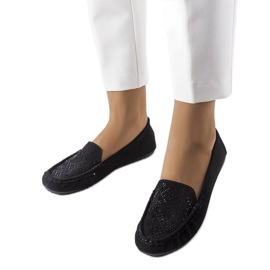 Mocassins noirs ornés de strass Gamache