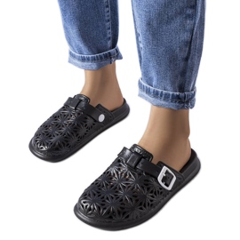 Claquettes en caoutchouc noir ajouré Peverell le noir