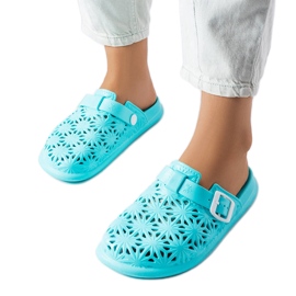 Claquettes en caoutchouc bleu ajouré Peverell Claquettes en caoutchouc bleu ajouré Peverell