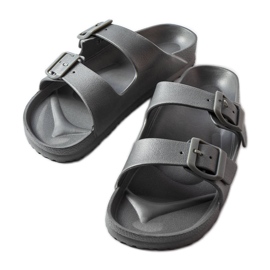Claquettes en caoutchouc gris avec boucles Eugene